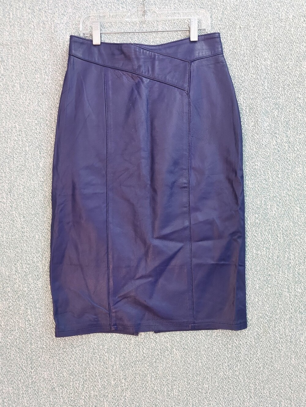 Vintage Navy Leather Pencil Skirt By Cevy's Sz 9/10